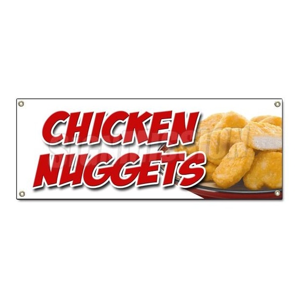 CHICKEN NUGGETS BANNER SIGN fried nuggets fingers tenders food white